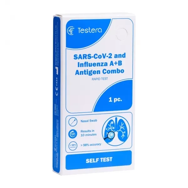 TESTERA Kombinuotas Covid-19/Gripo A+B testas (nosies landos), 1 vnt., N1