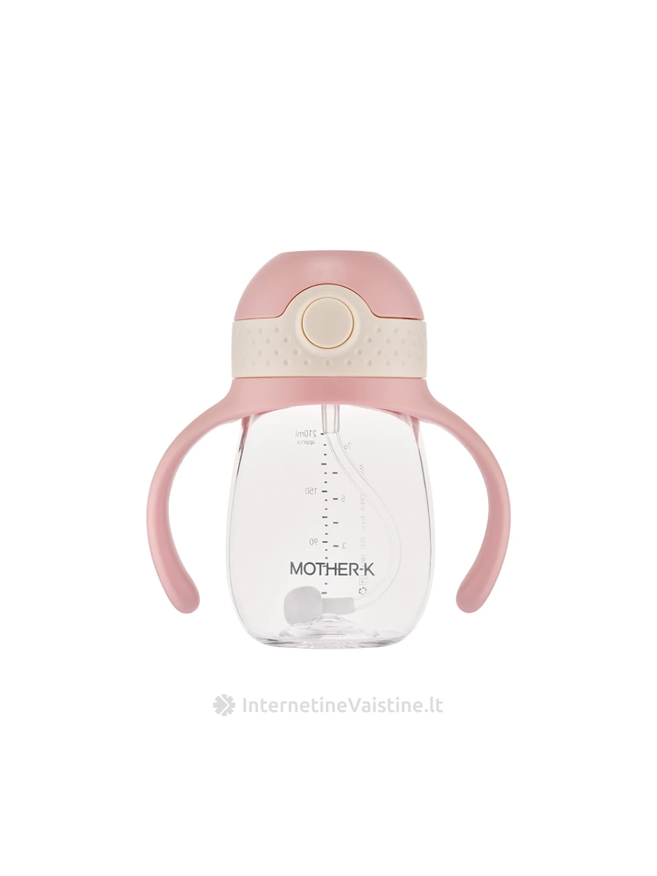 MOTHER-K gertuvė HUG su šiaudeliu, 210 ml (rožinis), Vnt | internetinevaistine.lt