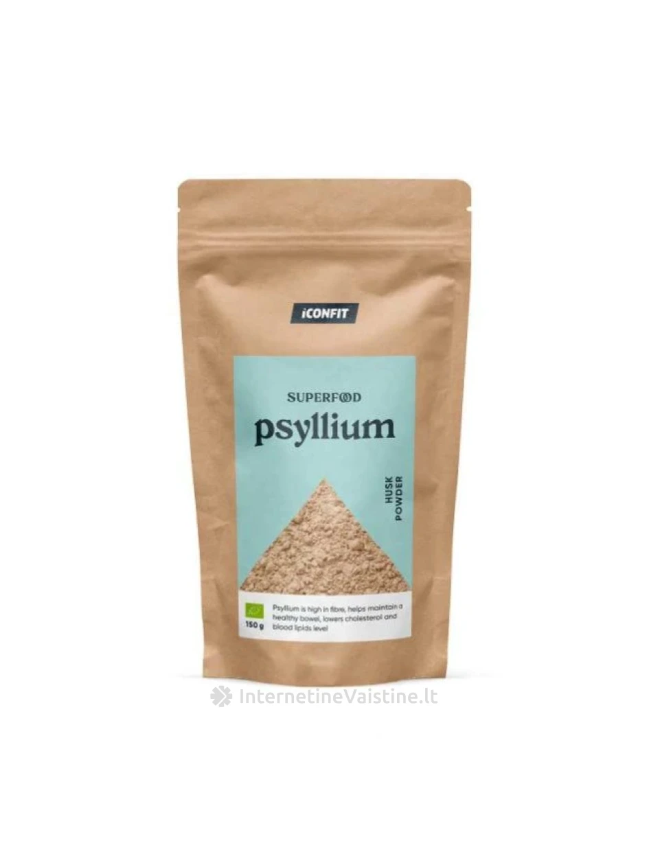 ICONFIT ekolog. balkšvojo gysločio sėklų luobelių Psyllium milteliai, 150 g | internetinevaistine.lt