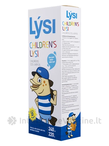 Lysi CHILDRENS - žuvų taukai vaikams, natūralaus skonio, 240ml | internetinevaistine.lt