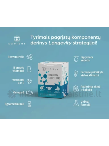 SAPIENS maisto papildas LONGEVITY KOMPLEKSAS, 60 kaps. | internetinevaistine.lt