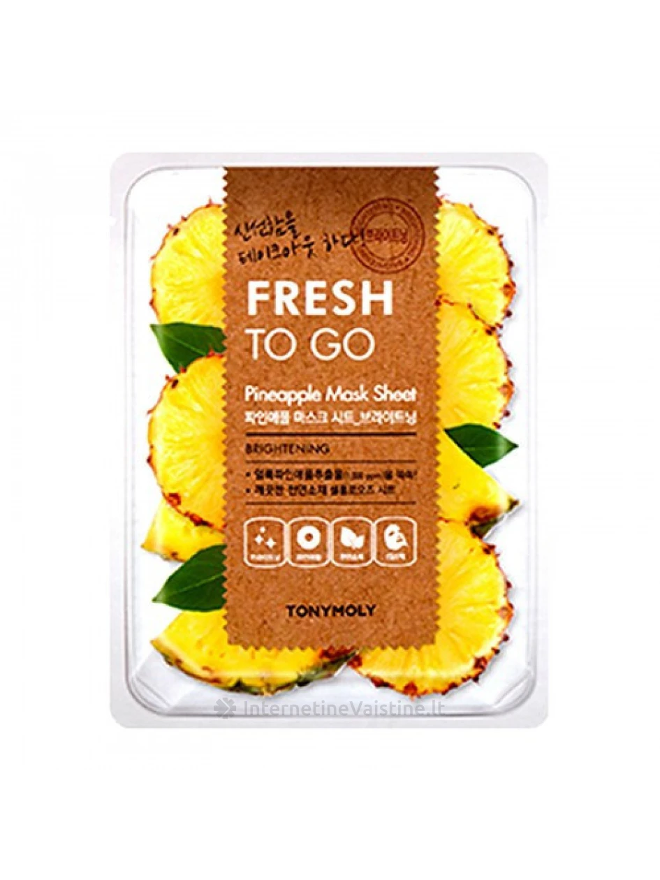 TONYMOLY Fresh To Go kaukė veidui lakštinė su ananasu, 22g, Vnt | internetinevaistine.lt