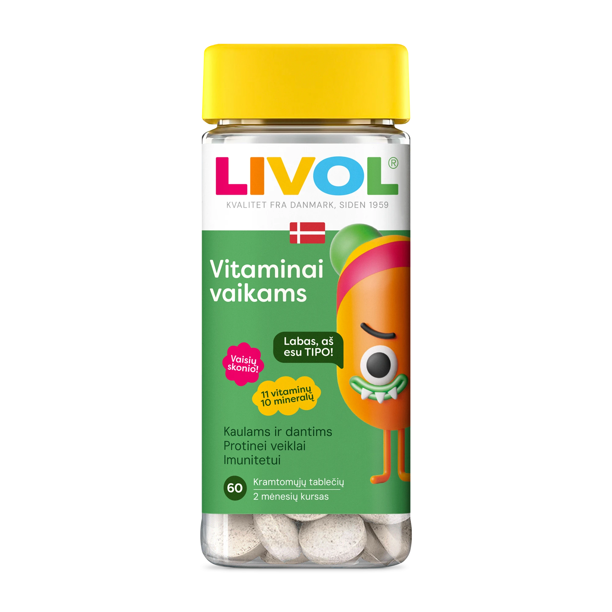LIVOL maisto papildas MULTI KIDS FRUIT, 60 kramtomųjų tab