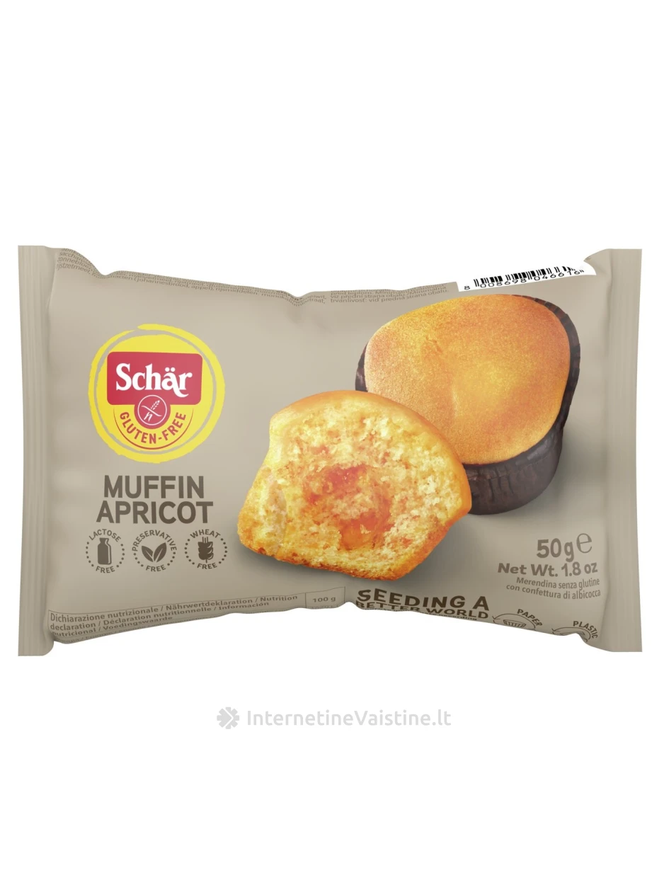 Schär MUFFIN APRICOT - keksiukas su abrikosų džemu, 50g | internetinevaistine.lt