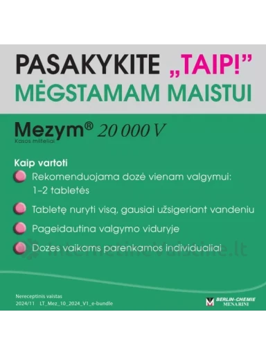 MEZYM 20000 V skrandyje neirios tabletės N20 | internetinevaistine.lt