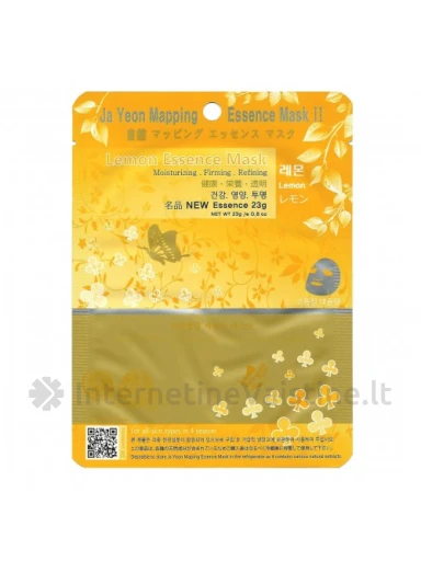 JA YEON MAPPING Lemon Esscence Mask, lakštinė veido kaukė su vit. C, 25 g, Vnt | internetinevaistine.lt