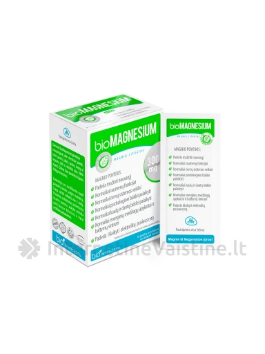 bioMAGNESIUM 300mg, 30 pakelių | internetinevaistine.lt
