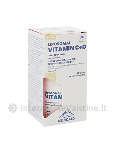 NORDAID VITAMINAS C+D liposomose serumas, 50 paspaudimų, 50ml, N1 | internetinevaistine.lt