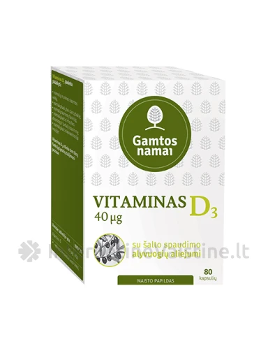 VITAMINAS D3 40mcg kap. N80, 80 vnt. | internetinevaistine.lt