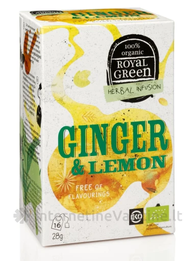 ROYAL GREEN BIO Ginger & Lemon arbata 1,8g N16, N16 | internetinevaistine.lt