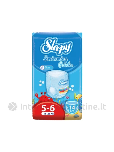SLEEPY vaikiškos maudymosi kelnaitės-sauskelnės, 5-6d. (11-25kg), 14 vnt. | internetinevaistine.lt