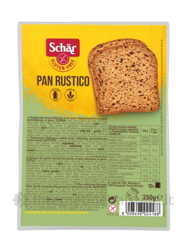 Schär PAN RUSTICO – raikyta duona be glitimo, 250g | internetinevaistine.lt