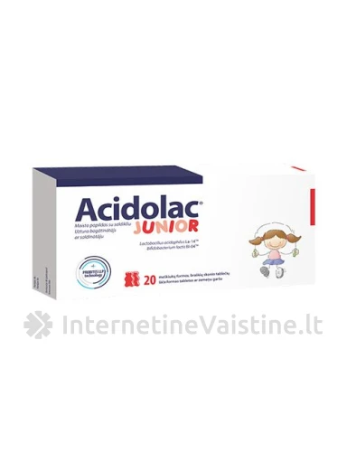 Acidolac Junior braškių skonio, meškiuko formos tabletės N20, 20 vnt. | internetinevaistine.lt
