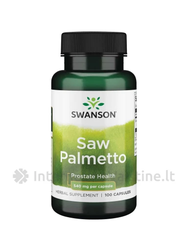 SWANSON, Saw Palmetto (Gulsčioji Serenoja) 540MG, 100 kapsulių, N1 | internetinevaistine.lt