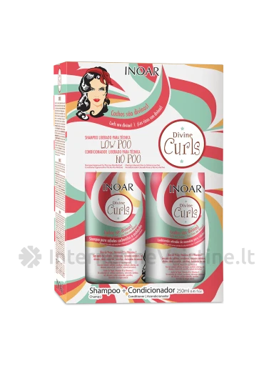 INOAR Divine Curls Duo Kit priem. rinkinys garb.-bang. plauk., 250 ml N2, 2 vnt. | internetinevaistine.lt