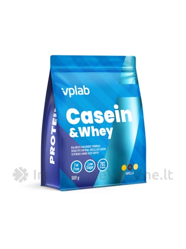 VPLab Casein and Whey Vanilla, baltymai, 500 g | internetinevaistine.lt