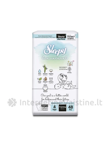 SLEEPY Bio Natural vaikiškos sauskelnės-kelnaitės, 4 Maxi (7-14kg), 48 vnt. | internetinevaistine.lt