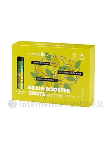 GREENIFY BRAIN BOOSTER shots, protinei veiklai, 14 vnt. | internetinevaistine.lt