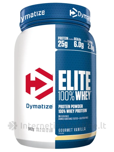 DYMATIZE ELITE WHEY, baltymai gourmet vanilės skonio 942g, Vnt | internetinevaistine.lt
