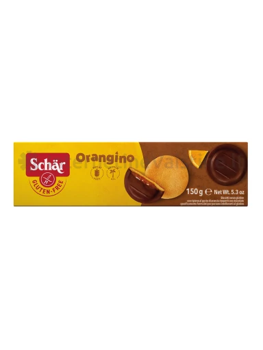 Schär ORANGINO – sausainiai su apelsinų skonio įdaru be glitimo, 150 g | internetinevaistine.lt