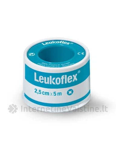 LEUKOFLEX tamprus neperšlampamas permatomas medicininis pleistras plastikinėje ritėje 2,5 cm x 5 m, Vnt | internetinevaistine.lt