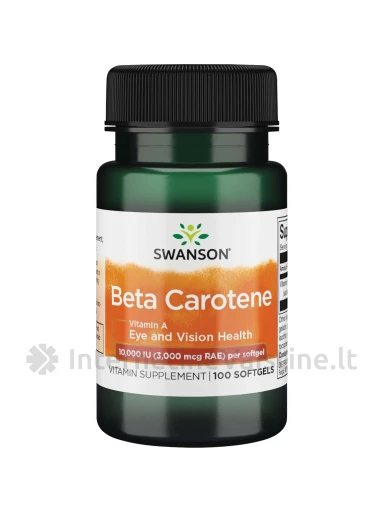 SWANSON, Beta karotenas (Vitaminas A), 100 minkštų kapsulių, N1 | internetinevaistine.lt