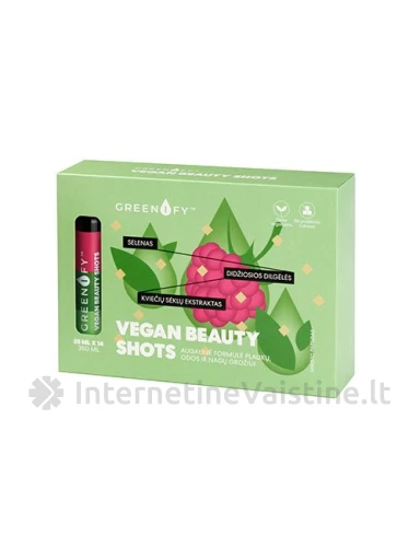 GREENIFY VEGAN BEAUTY shots, plaukų, odos, nagų grožiui, 14 vnt. | internetinevaistine.lt