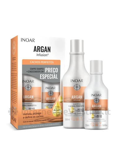 INOAR Argan Infusion Perfects Curls Duo Kit bang./garb. plaukų rink., 500 ml+250 ml, Vnt | internetinevaistine.lt