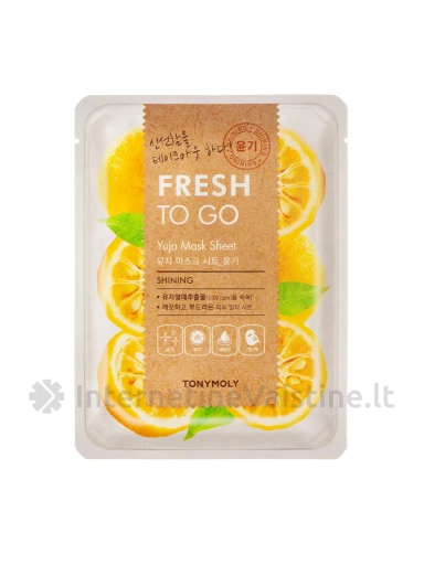 TONYMOLY Fresh To Go kaukė veidui lakštinė su citrinmedžio vaisiais, 25 g, Vnt | internetinevaistine.lt