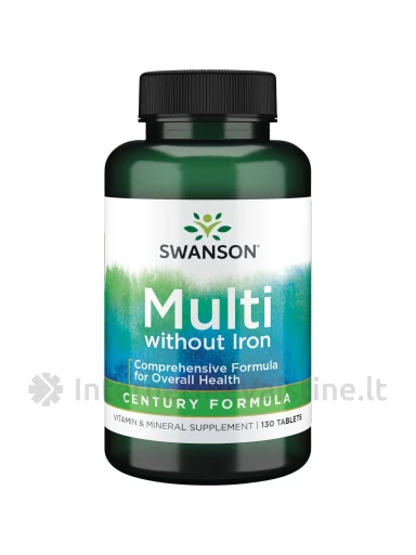 SWANSON, Super multivitaminų ir mineralų kompleksas be geležies, 130 tablečių, N1 | internetinevaistine.lt