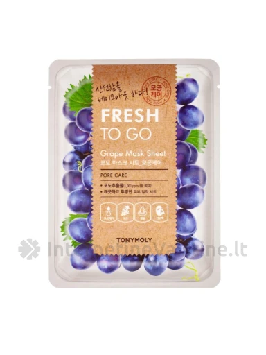 TONYMOLY Fresh To Go kaukė veidui lakštinė su vynuogėmis, 25g, Vnt | internetinevaistine.lt