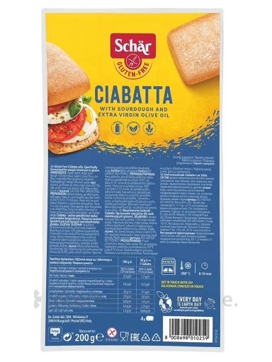 Schär CIABATTA – duona be glitimo, 200g (4x50g) | internetinevaistine.lt