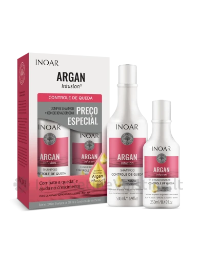 INOAR Argan Infusion Loss Control Duo Kit priemonės stabd. plaukų slink., 500 ml+250 ml, Vnt | internetinevaistine.lt